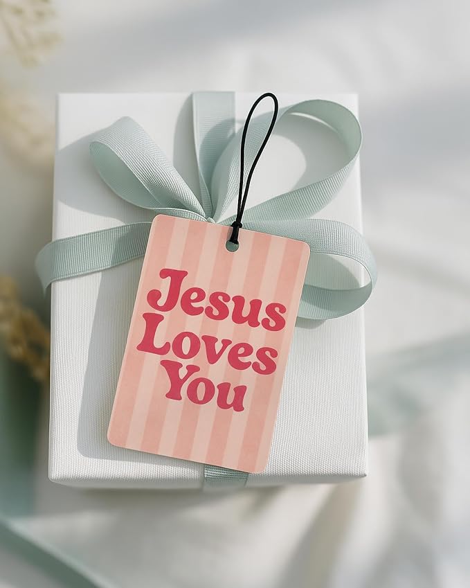 Pink Boho Christian Car Air Freshener 4 Pcs for Women Girls | Religious Car Accessories Mirror Decor, Pink Christian Hanging Air Freshener for Cars Closet Drawer Books