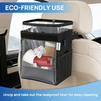 Car Trash Can with Clear Window, Multipurpose Car Organizer Storage for Baby Travel Essentials, Leakproof Car Garbage Bin with Removable Liner for Backseat Console (2.1Gallon/8L)