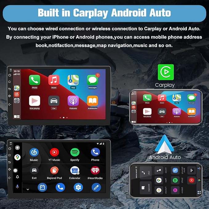 4Core 64GB ROM Car Radio Stereo for Jeep Compass Patriot 2010-2016 10 inch Touch Screen with CarPlay Android Auto Bluetooth 5GWiFi GPS AHD Backup Camera