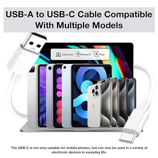 Car Carplay Cable for iPhone 17/Air/16/16 e/15 Pro Max Plus, 2-Pack [3ft+3ft] USB A to Type C Cable Cord for Carplay, iPad Charging Wire Type-C Car Charger Cord