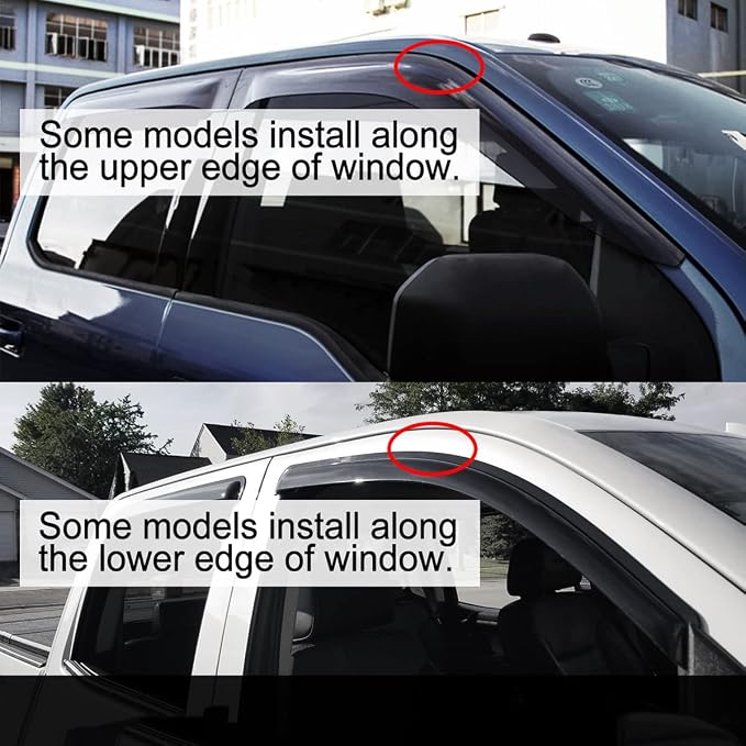 4pcs Original Shatterproof Rainproof Side Window Wind Deflectors for F-150 01-03,Tape-on Rain Guard Sets,Window Visors for Cars,Vent Deflector for 2001-2003 Ford F-150 Crew(SuperCrew) Cab 94949