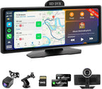 Wireless Carplay Screen for Car, 10.26" Portable Car Radio with Apple CarPlay & Android Auto, Backup Camera/Mirror Link/GPS/BT/Voice Control/AUX/FM Satellite Radio for All Vehicles