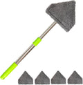 Car Windshield Squeegee Cleaning Tool - Vehicle Window Cleaner with 4 Reusable Washable Microfiber Pads, Telescoping Handle (13" - 16.7"), 180° Rotatable for Both Interior and Exterior Car Glass.