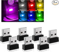 7 PCS USB LED Car Interior Atmosphere Lamp, Plug-in USB Decor Night Light, Portable Auto Ambient Lighting Kit, Universal Vehicle Interior Accessories for Most Cars (Multi-Color)