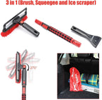 Car Snow Brush with Ice Scraper and Squeegee 3 in 1, 39" Extendable Cleaning Kit Long Handle, Windshield Snow Removal Tool Scratch Free for SUV Truck RV Window Roof Exterior Wash Supplies, Red