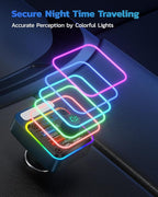 54W Bluetooth 5.3 Car Adapter with 4 Charging Ports [PD 36W & QC3.0 18W], Wireless Radio FM Transmitter with Deep Bass Player & 5 Colors LED Backlit, Hands-Free Calling - Blue