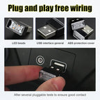 4 PCS USB LED Car Interior Atmosphere Lamp, Portable Mini LED Night Light, Plug-in USB Interface Trunk Ambient Lighting Kit, Universal Interior Accessories (Ice Blue+Purple)