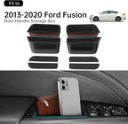 4PCS Door Side Storage Box for Ford Fusion 2013 2014 2015 2016 2017 2018 2019 2020 Front and Rear Accessories Phone Holder Door Grab Handle Pocket Storage Organizer ABS Plastic, Black Mat