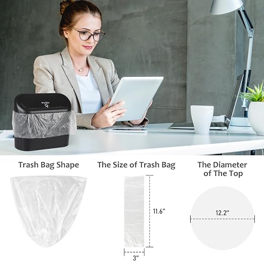 Mini Car Trash Can Bags for Auto Trash Bin, 120 Count Small Garbage Organizer Bags Tear-Resistant, Liner Refills (Vehicle Trash Can is not Included), White