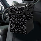 Car Trash Can with Lid Black Gray Bats Collapsible Reusable Leak-Proof Auto Garage Bag,Hanging Vehicle Car Accessories Interior Car Organizer