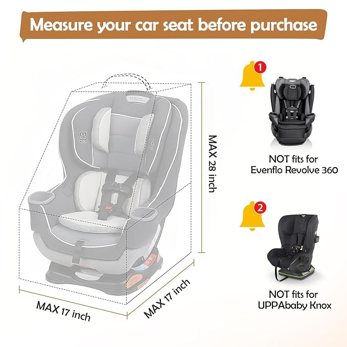 Padded Car Seat Travel Bag for Airplane, Gate Check Carseat Backpack for Air Travel, Baby Travel Essentials for Flying, Car Seat Stroage Cover Bag (All Black)