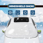 Car Windshield Snow Cover with Side Mirror and Hook, Winter Windshield Sun Shade Foldable, Magnetic Windshield Cover for Ice and Snow, Fit for Car/SUV, Pickup truck, 62"x50" Silver