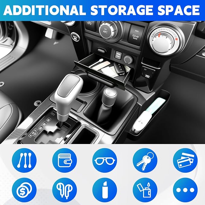 Console Organizer Tray Fits for 2014-2024 Toyota 4Runner Shifter Hanging Tray Dashboard Screen Drawer Armrest Storage Box Compatible with 4Runner Interior Accessories (Drawer+Shifter)
