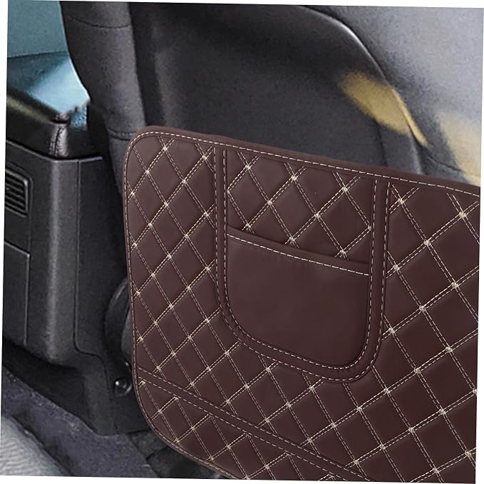 Car Seat Kick Pad Back Seat Protector for Anti-kick Mat Upholstery Shield for Car Interiors and Home Use Easy-Clean Brown