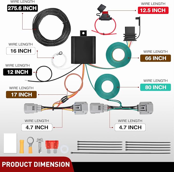 4 Pin Trailer Wiring Harness Kit 56334 Vehicle Standard 4 Way Connector Custom for 2007 2008 2009 2010 2011 2012 Dodge Nitro Jeep Liberty Simple Fit Tow Hitch Accessories