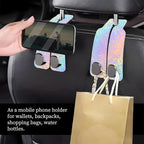 Car Seat Headrest Hook, Universal Leather Cute Hanger Holder Hook, Storage Organizer Interior Accessories for Purse Bags Handbag Colorful Cute Leopard