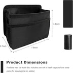Car Trash Can, Foldable Multi-Pocket Design Auto Hanging Storage Container with Garbage Bags, Multifunctional Mini Oxford Storage Bag Garbage Holder for Cars SUVs Trucks (Black)