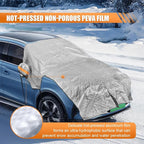 Car Windshield Snow Cover, Waterproof Auto Front Window Ice Protector with Side Mirror Covers, Universal Windproof Windshield Sunshade Dust Cover for Sedan, SUV, Truck (White)