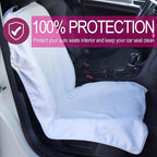 Car Seat Towel Covers Front Seats Protector for Gym and Workout, Automotive Washable Driver Cars Seat Sweat Cover for Dog, Compatible with Tesla Model Y Juniper/3/X/S (Fleece White, 1Pcs)