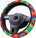 Spiral Rainbow Tie Dye Auto Car Steering Wheel Cover Universal 15 Inch Neoprene Interior Decor Protection Accessories