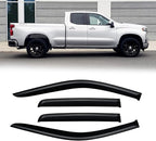 Rain Guards for 2019-2026 Chevy Silverado/GMC Sierra 1500 Double/Extended Cab, 2020-2026 Silverado/Sierra 2500HD 3500HD Out-Channel Window Visor Shields Vent Deflector Shade Wind Dark Smoke, 4PCS