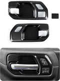 Car ABS Carbon Fiber Front Inner Door Handle Cover Interior Trim Side Mirror Decor for 2019-2025 Chevy Silverado | for 2019-2021 GMC Sierra 1500 2500 3500 HD Accessories