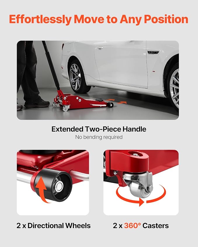 Low Profile Floor Jack 3 Ton Aluminum and Steel Racing Floor Jack with Dual Pistons Quick Lift Pump, Hydraulic Trolley Car Lift for Sports Car, SUV, Pickup, Lifting Range 3.3"-20.3"