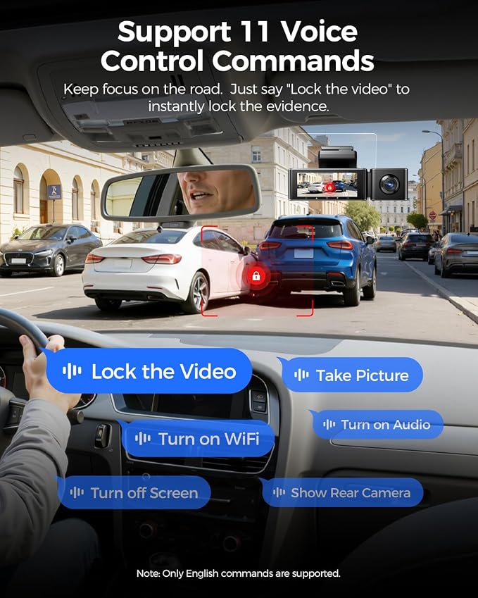 3 Channel Dash Cam Front and Rear Inside, 4K+1080P+2.5K ADAS Dash Cam, 3.19'' IPS Car Camera, 5.8G WiFi GPS Dash Cam for Cars, Voice Control, Night Vision, 24/7 Parking Mode, 64GB Card M550 Pro