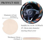3 Pack Boho Steering Wheel Cover with Car Cup Holder Coasters Universal Baja Hippie Bohemian Style Steering Wheel Covers Cute Car Steering Wheel Cover for Women Girl 15 Inch (Orange)