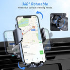Car Phone Holder Mount, Super Stable Air Vent Cell Phone Car Mount with 2025 Metal Hook Clip, 360° Rotation,One Button Release for iPhone, Galaxy, Google, and All Other Smartphones