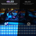 2 Pack Car LED Lights Interior, Ambient Lighting Car with Smart APP Control, Multicolor Interior LED Lights with Music Mode for Truck Jeep SUV, DC 12V