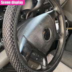 Elastic Stretch Steering Wheel Cover, Anti-Slip, 15inch, Black | Microfiber Odorless Breathable Ice Silk Car Steering Wheel Protector, Easy Carry, Warm in Winter & Cool in Summer