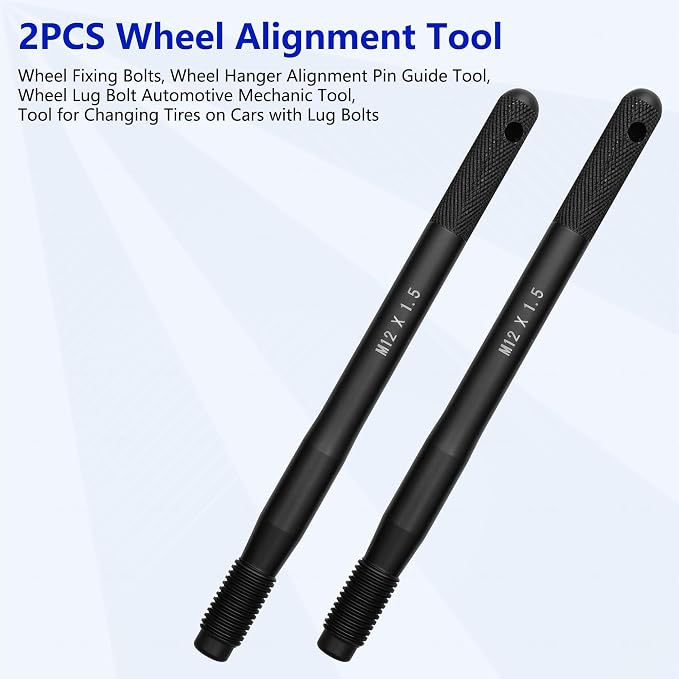 ZKTOOL Wheel Alignment Pin,Wheel Fixing BoltsBlack Wheel Hanger Alignment Pin Guide Tool,Wheel Lug Bolt Automotive Mechanic Tool,Tool for Changing Tires on Cars with Lug Bolts (2PC M12×1.5)…