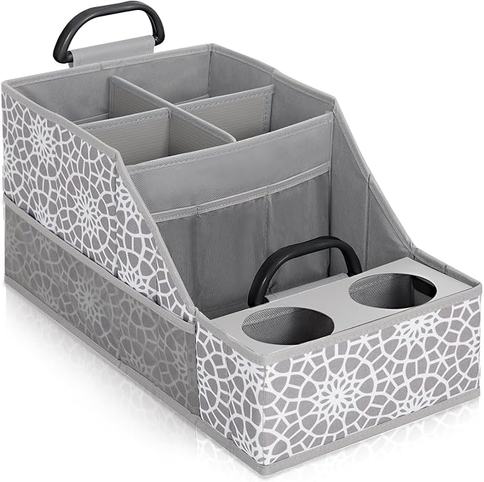 Car Seat Organizer- Backseat Car Organizer with 12 Storages Compartments and 2 Cup Holders, Organizers and Storage, Front Seat for Travel Kids,Gray