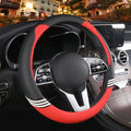 14 inch Cute Steering Wheel Cover for Women Men Faux Leather and Carbon Fiber,Black and Red