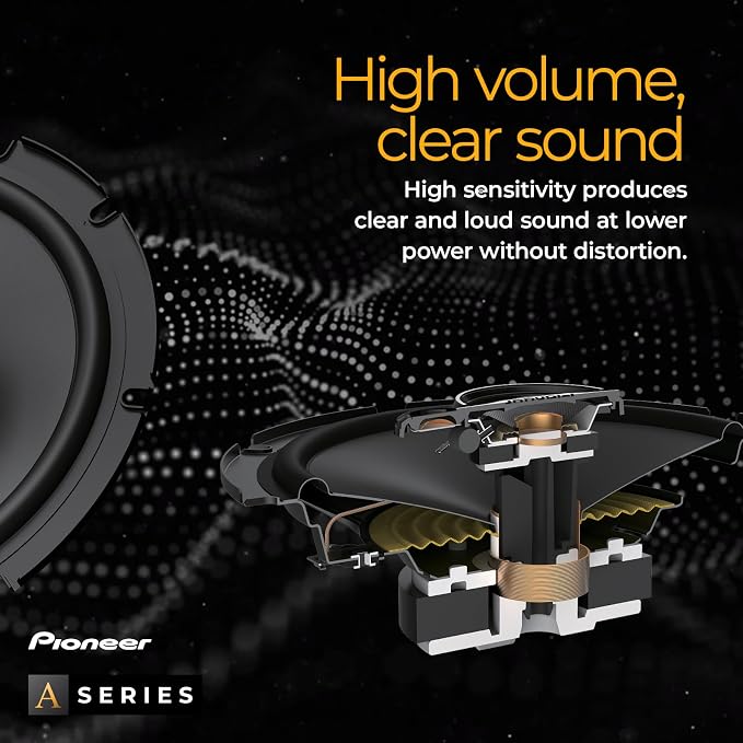 A-Series Standard TS-A1671F 6.5” 3-Way Speakers (Pair) – 320W Max, Balanced Sound + Smooth Treble, Enhanced Bass, Ideal Factory Upgrade, Installation Adaptors Included