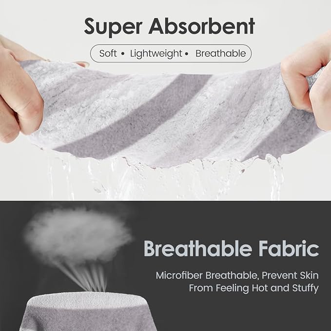 Microfiber Bath Towels, 30" x 60", Cabana Stripe Grey, Set of 2 | Hanging Loop,Large, Soft, Super Absorbent, Fast Drying, Perfect for Hair Wrap, Sport, Fitness, Yoga