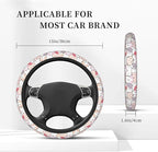 Cute Cat Steering Wheel Cover for Women, Universal Auto Steering Wheel 14-15 Inch Car Interior Accessories with 2PCS Car Coasters, Suitable for Men and Women