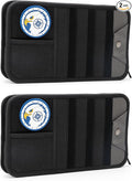 Car Sun Visor Organizer, Heavy Duty Molle Panel with Double Zipper Multi-Pockets & Glasses Clip, Tactical Storage Pouch for Cars, SUVs, Trucks (2 Pack)