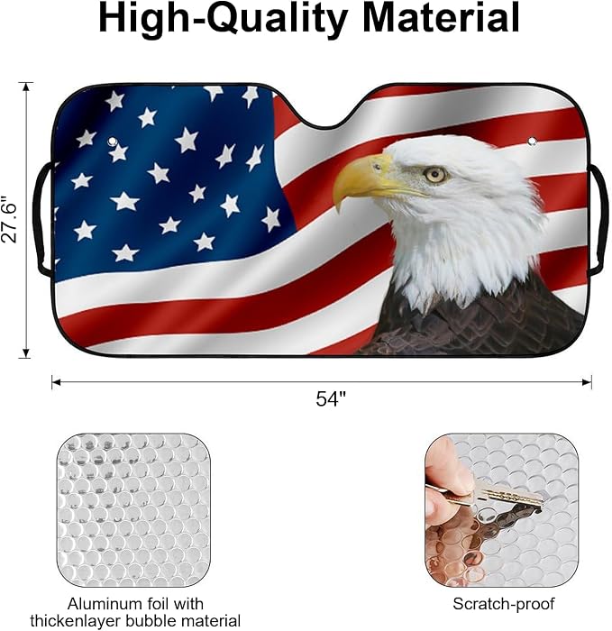 Eagle Foldable Windshield Snow Cover, Reflective Accordion Car Windshield Snow Cover, Sun Visor for Car Windshield, Ultimate Heat & UV Protection, Suitable for Most Cars, 54" L x 27.6" W