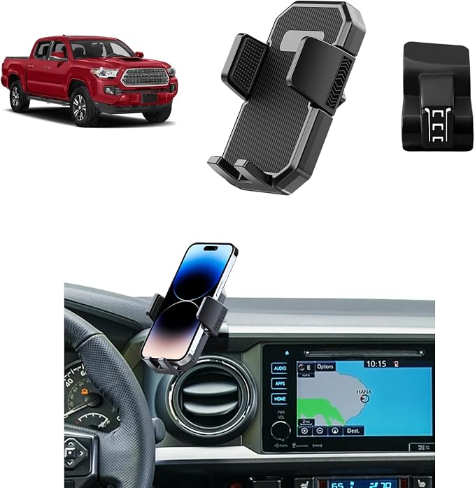 PZK Car Phone Holder for Toyota Tacoma 2016-2023 Accessories Custom Vent | 3rd Gen Tacoma Car Phone Mount Auto Lock Fixed Clip Hands Free 360° Rotation Phone Cradles for All 4.0-7.0'' Smartphones