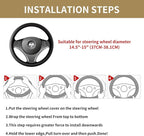 Car Steering Wheel Cover 15 inch, Microfiber PU Leather Elastic Steering Wheel Protector, Anti-Slip Breathable Car Interior Accessories for Most Cars (Beige)