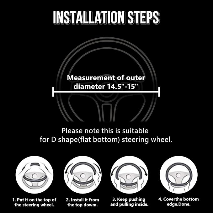 Cow Print Steering Wheel Cover, D Shaped Car Wheel Cover Microfiber Leather 14 1/2-15 in (37-39 cm)