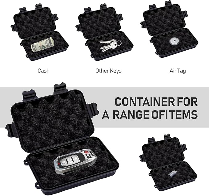 2Pack Magnetic Key Box, Hide A Key Holder, Under Car Magnetic Key Storage, Waterproof Hidden Key Box for Outside, Car Key Hider Magnet for Vehicles Travel (MM1-2, Regular)