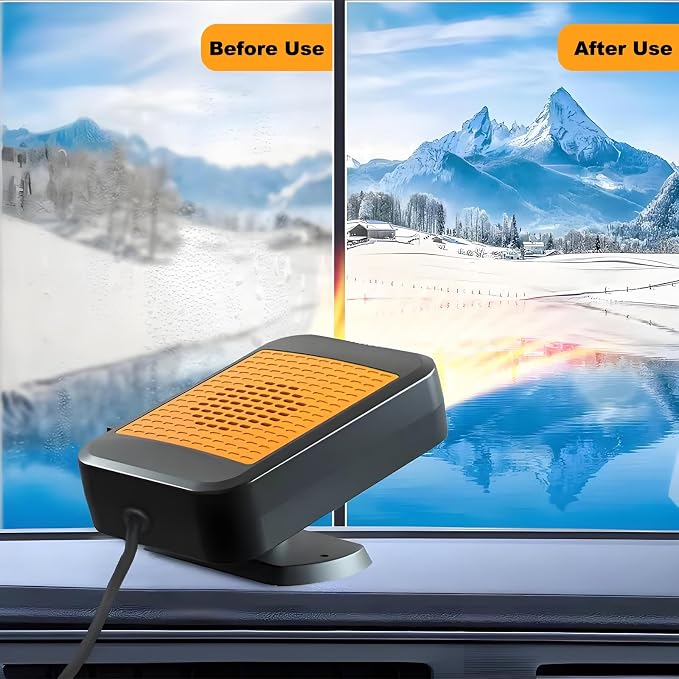 Car Heaters for Vehicle,12V Car Heater that Plugs into Cigarette Lighter,200W Fast Heating Car Defroster Windshield Heater (Orange)