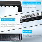 600A Bus Bar Heavy Duty Power Distribution Block 48V DC Busbar Box with 8 x M10(3/8") Terminal Studs for Battery Marine Automotive RV Car Truck (Black & Red)