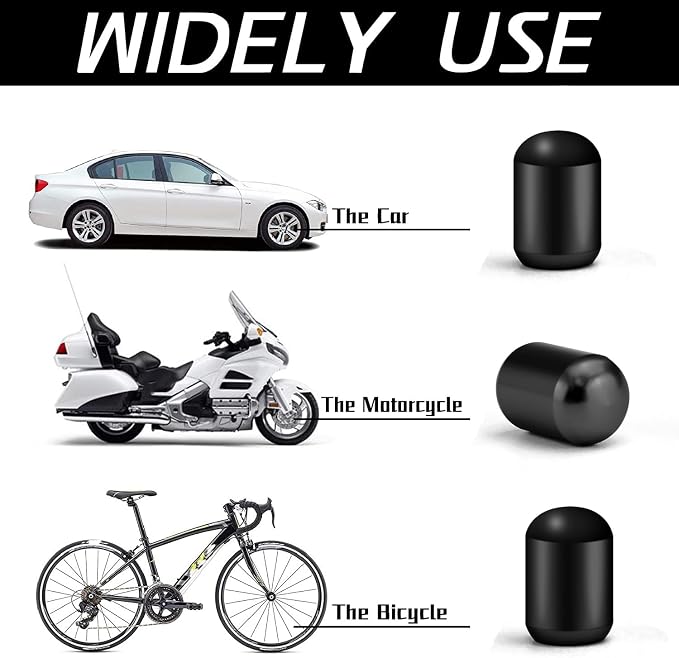 4PCS Car Tire Valve Stem Caps, Air Caps Cover, Universal for Cars, SUVs, Bike, Trucks and Motorcycles, Car Wheel & Tire Exterior Accessories-Black