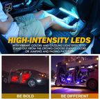 RGB LED Car Interior Bluetooth Light Strips w/Remote & Control Box, Silicone Sealed, Under Dash Footwell Lights Kit w/Cigarette Adapter for Vehicle Internal SUV Truck - 4 PCS
