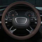 Brown Leather Steering Wheel Cover Universal 15 inch