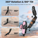 Rear View Mirror Phone Holder, 360° Rotating Car Phone Holder Mount Compatible with All 4-7 Inch iPhone and Android Cell Phones (Pink)